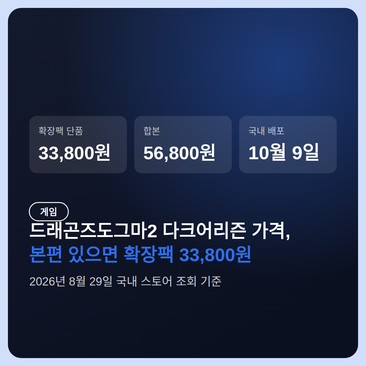 드래곤즈도그마2 다크어리즌 가격, 본편 있으면 확장팩 33,800원