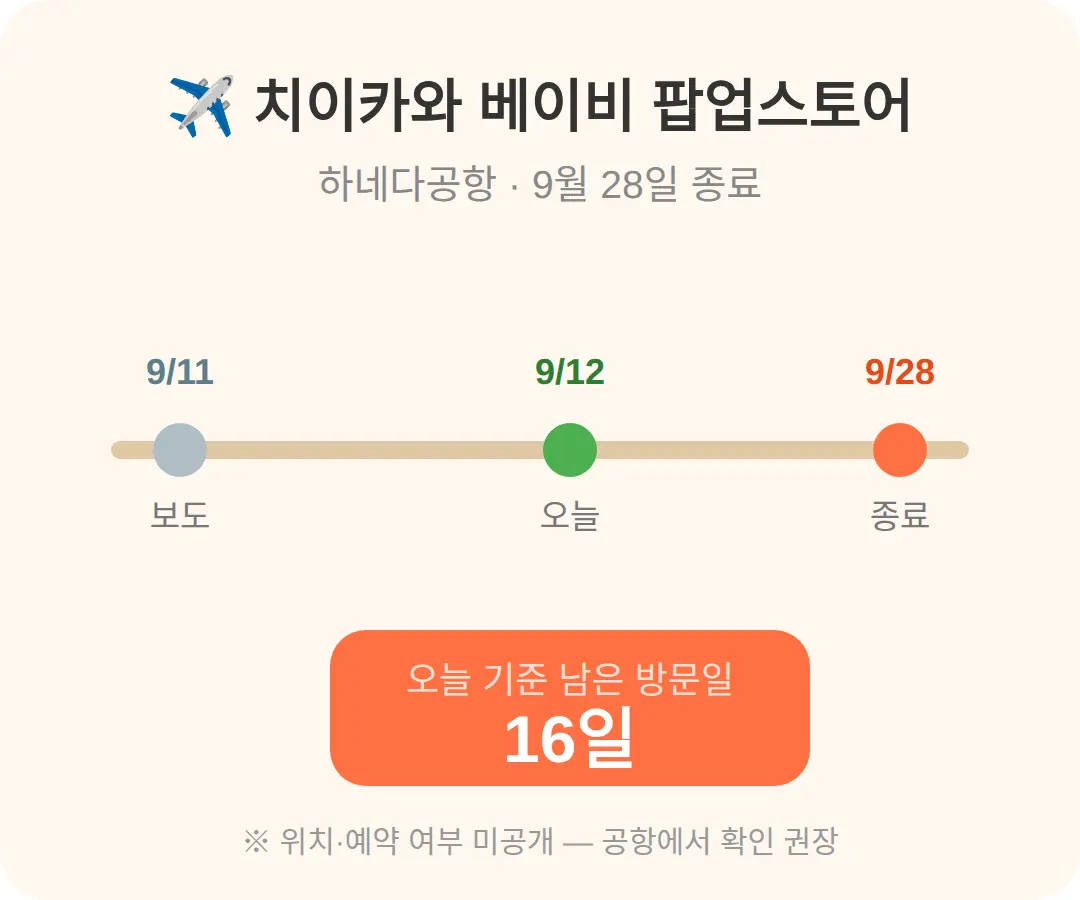 치이카와 베이비 팝업스토어, 하네다공항에서 9월 28일까지