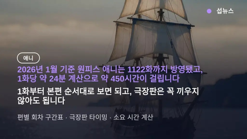 원피스 애니 정주행 순서, 1122화 약 450시간 걸리는 이유와 구간표