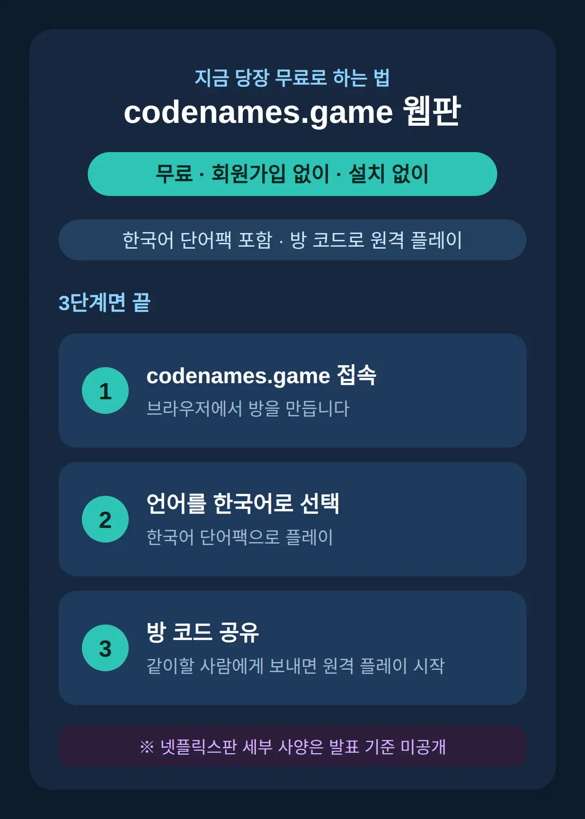 지금 당장 무료로 하는 법 — codenames.game 웹판