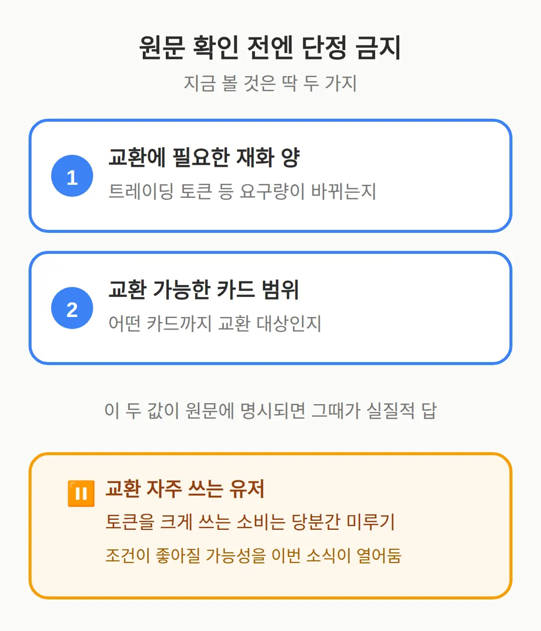 교환 토큰 요구량 같은 조건도 바뀌나